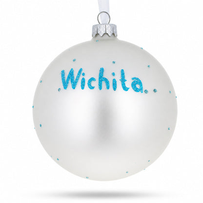 Wichita, Kansas Glass Ball Christmas Ornament 4 Inches