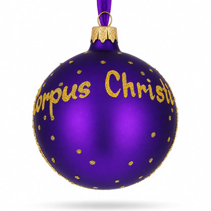 Corpus Christi, Texas Glass Ball Christmas Ornament 3.25 Inches