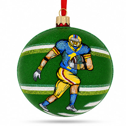 Football Player Glass Ball Christmas Sports Ornament 4 Inches