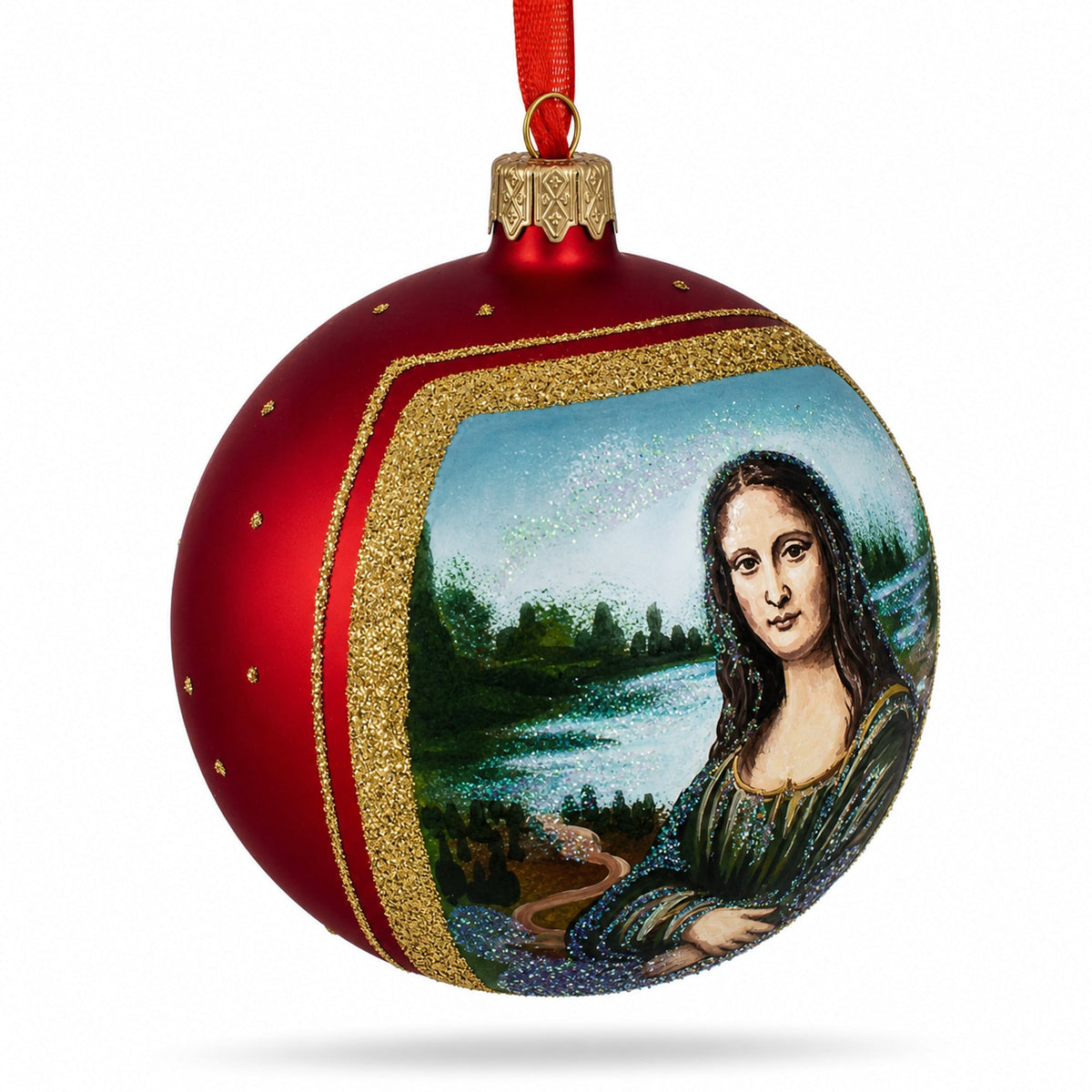 1506 Leonardo da Vinci's 'Mona Lisa' Glass Ball Christmas Ornament 4 Inches
