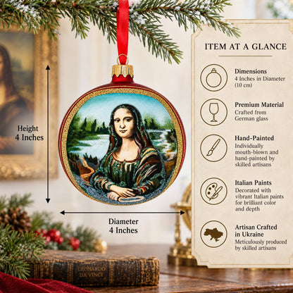 1506 Leonardo da Vinci's 'Mona Lisa' Glass Ball Christmas Ornament 4 Inches