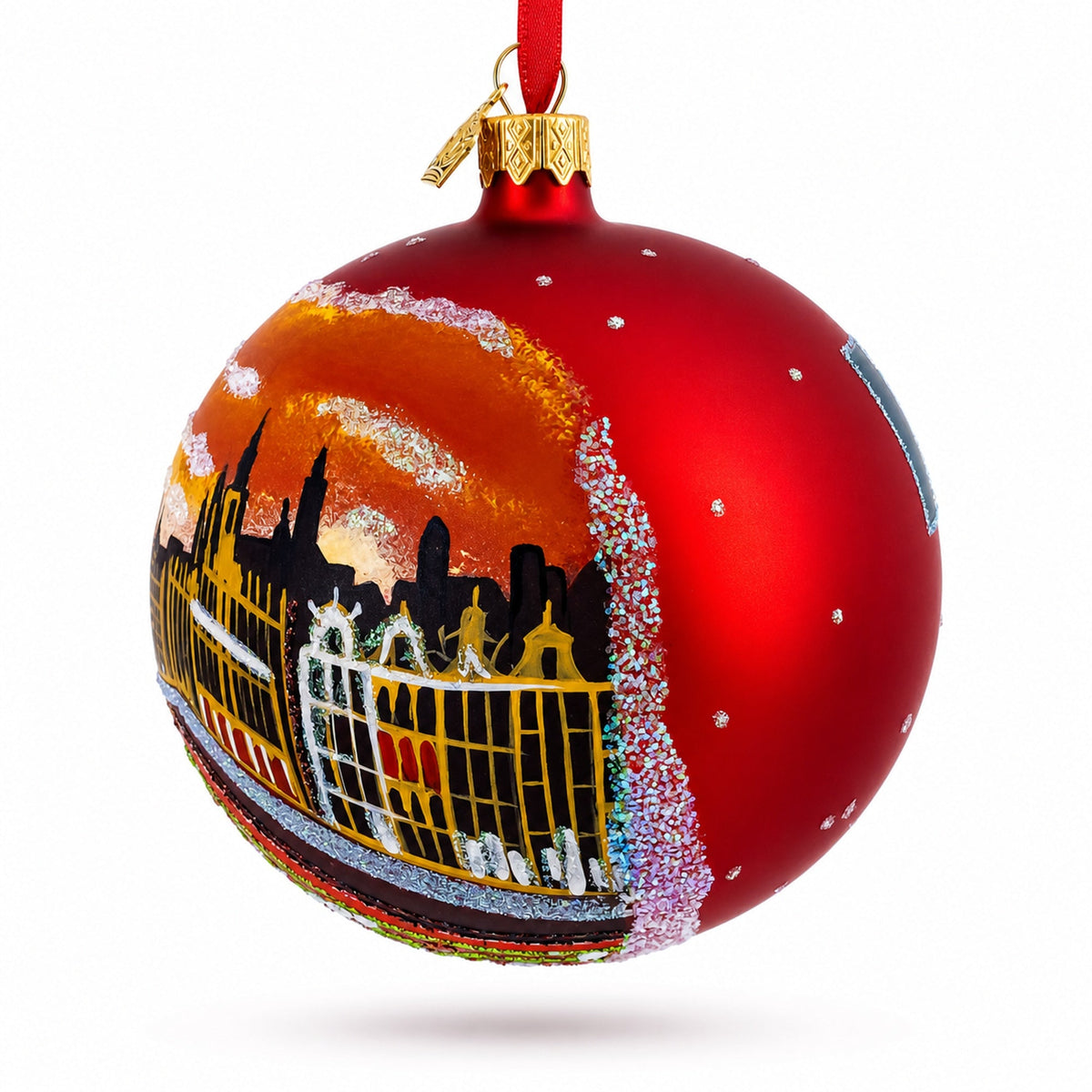 The Grand Place, Brussels, Belgium Glass Ball Christmas Ornament 4 Inches