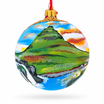Kirkjufell Mountain, Iceland Glass Ball Christmas Ornament 4 Inches