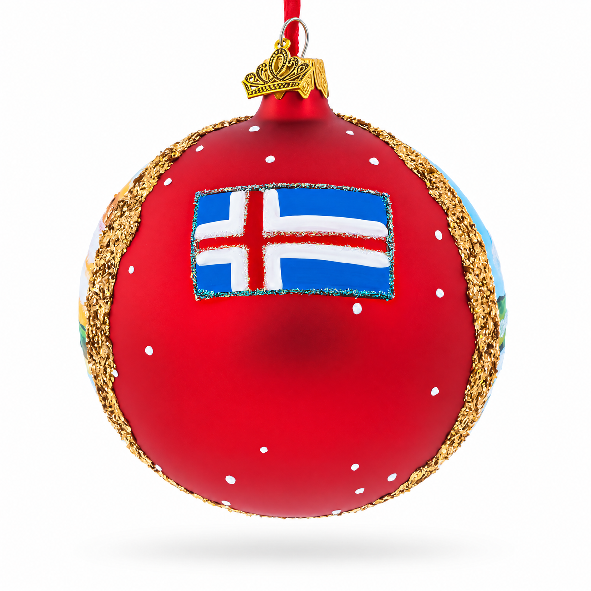 Kirkjufell Mountain, Iceland Glass Ball Christmas Ornament 4 Inches