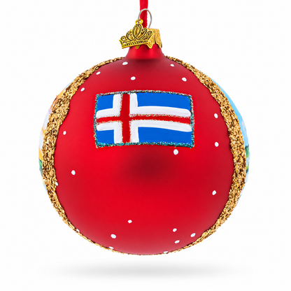 Kirkjufell Mountain, Iceland Glass Ball Christmas Ornament 4 Inches