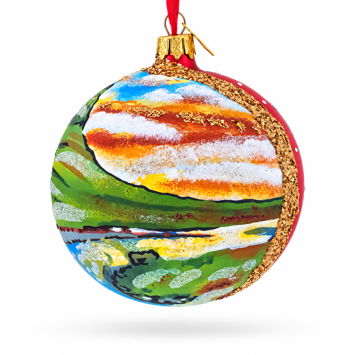 Kirkjufell Mountain, Iceland Glass Ball Christmas Ornament 4 Inches
