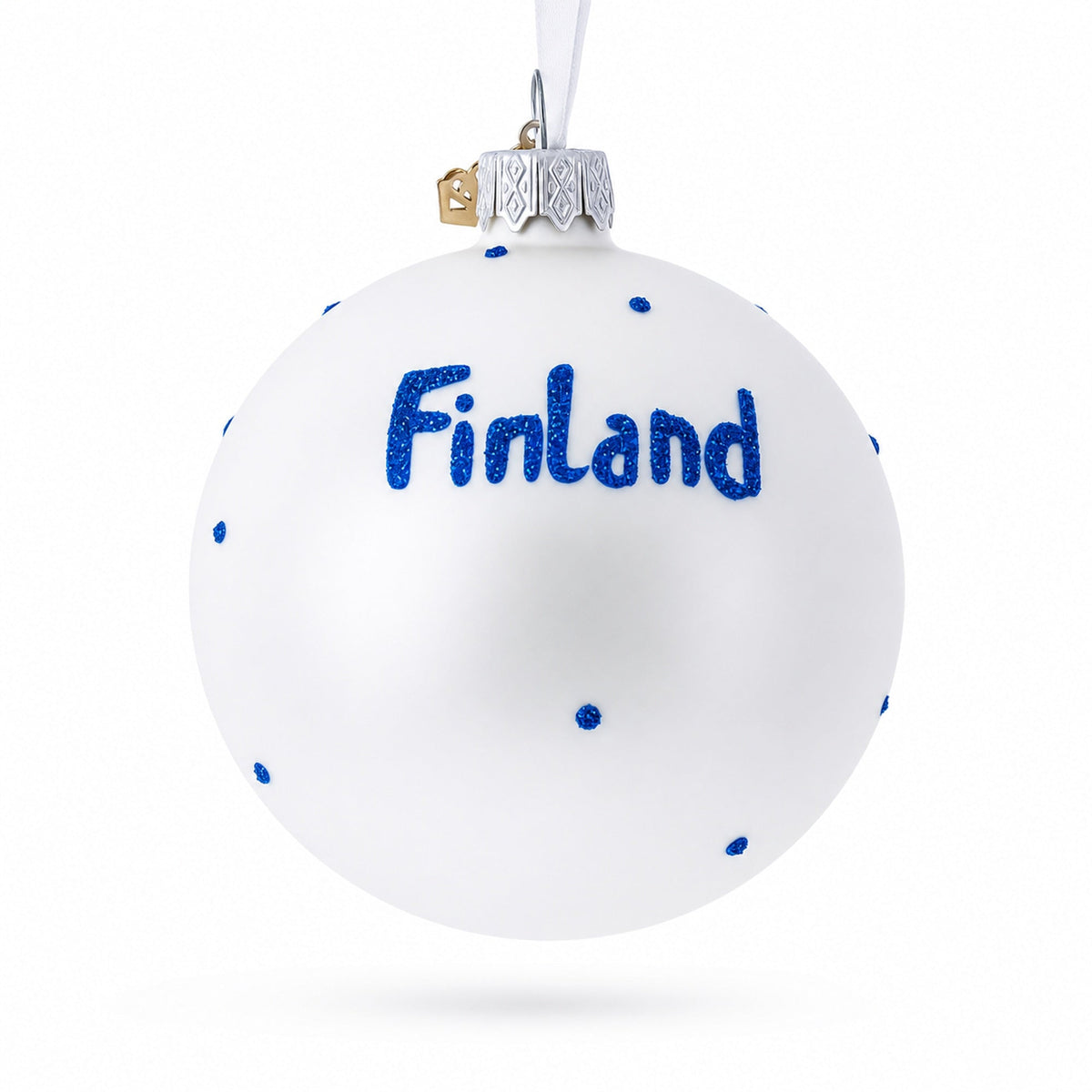 Flag of Finland Glass Ball Christmas Ornament 3.25 Inches