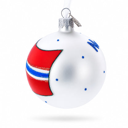 Flag of Norway Glass Ball Christmas Ornament 3.25 Inches