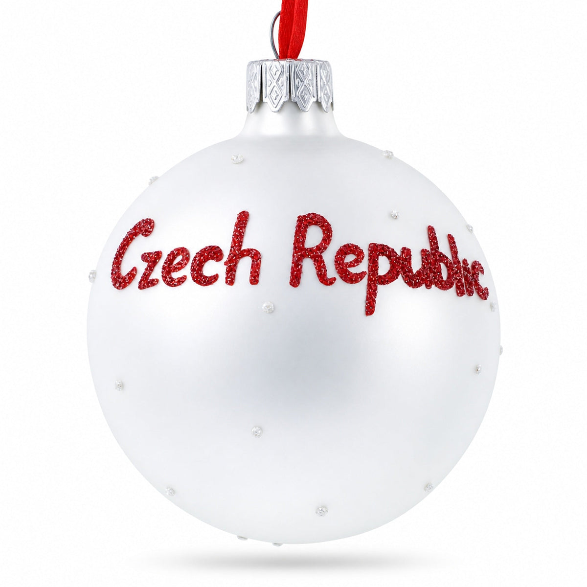 Flag of Czech Republic Glass Ball Christmas Ornament 3.25 Inches