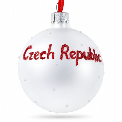 Flag of Czech Republic Glass Ball Christmas Ornament 3.25 Inches