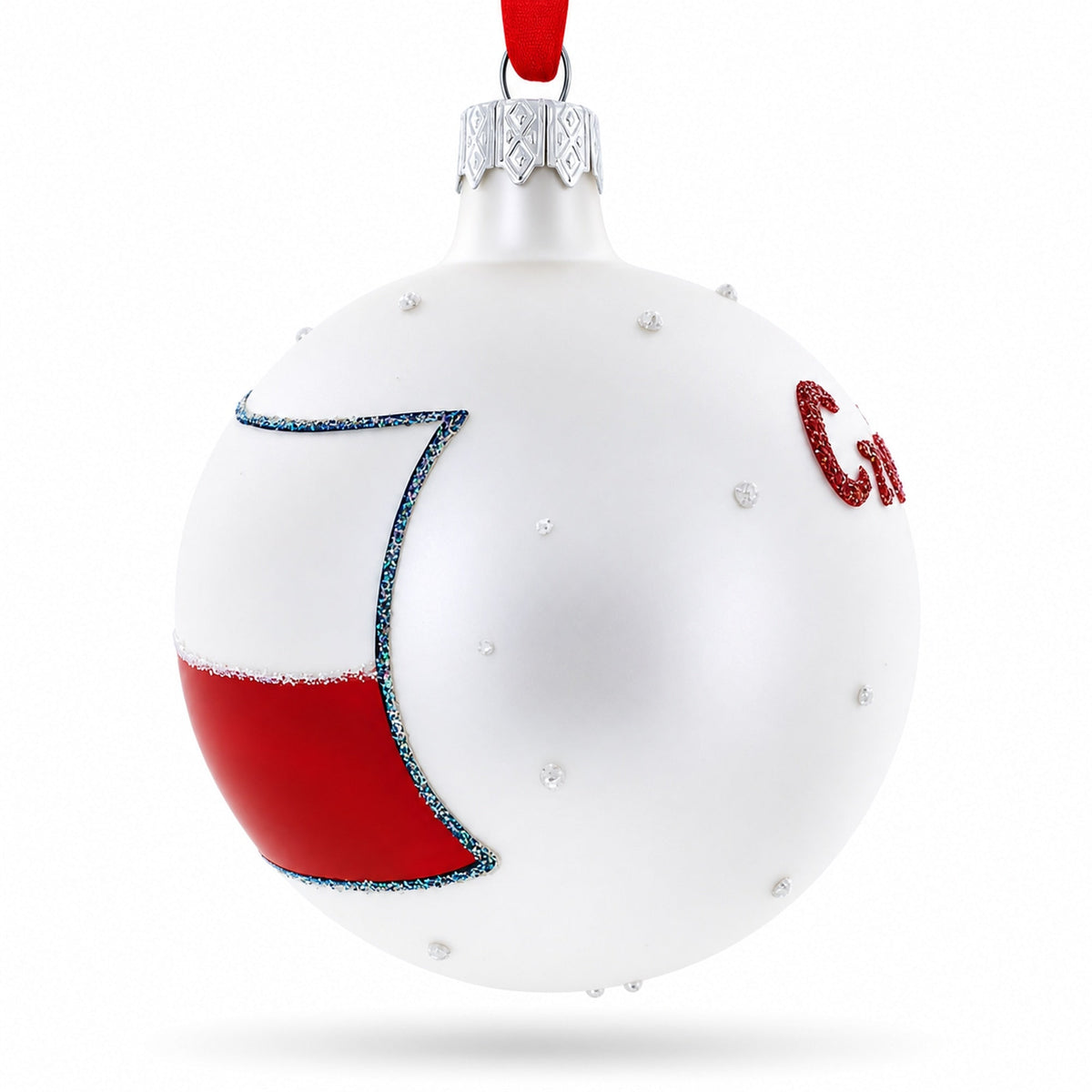 Flag of Czech Republic Glass Ball Christmas Ornament 3.25 Inches