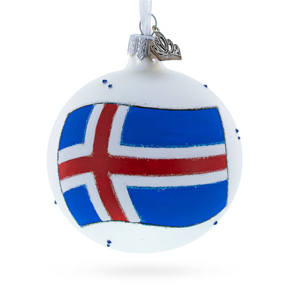 Flag of Iceland Glass Ball Christmas Ornament 3.25 Inches