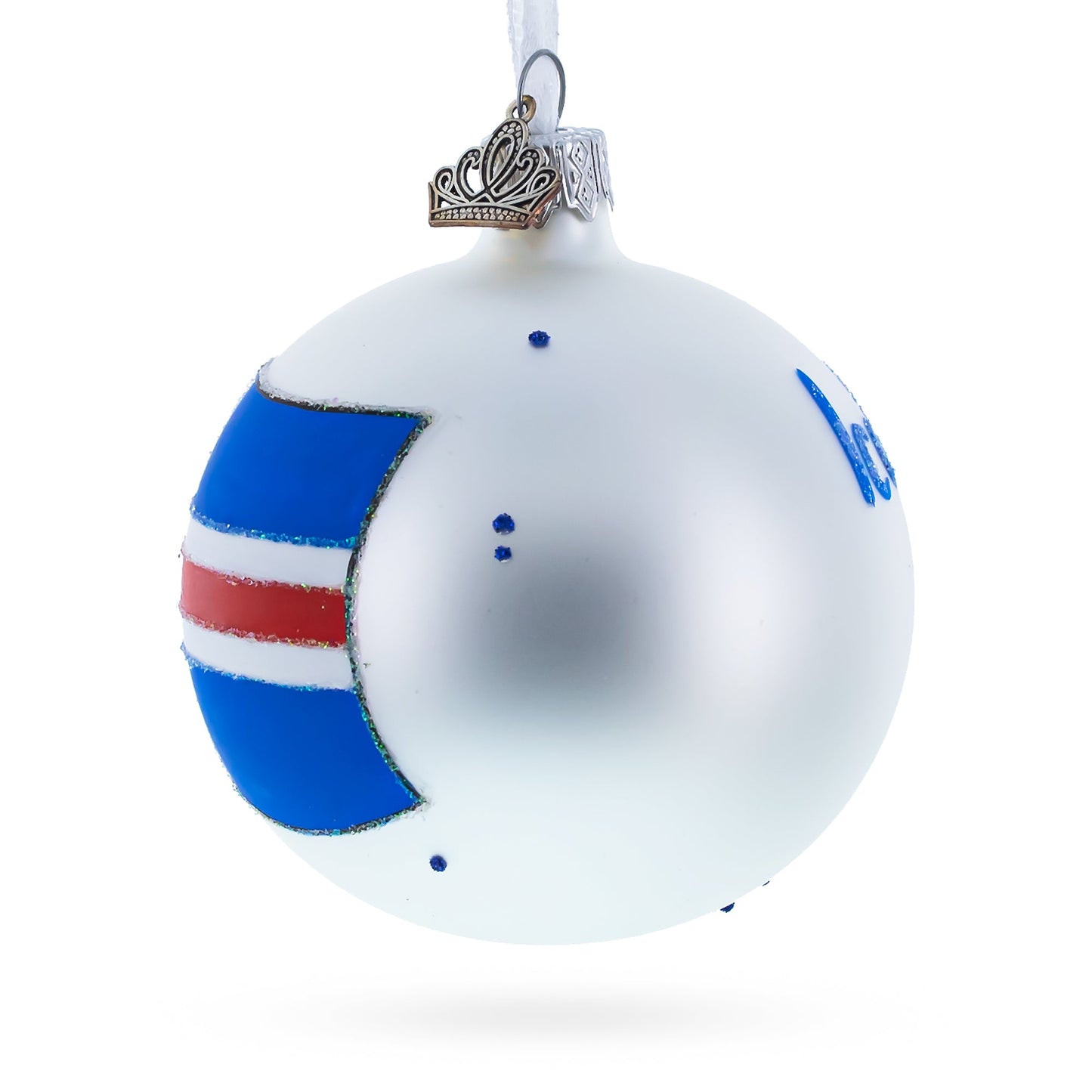 Flag of Iceland Glass Ball Christmas Ornament 3.25 Inches