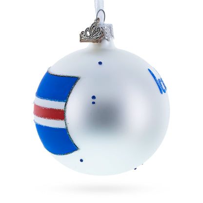 Flag of Iceland Glass Ball Christmas Ornament 3.25 Inches