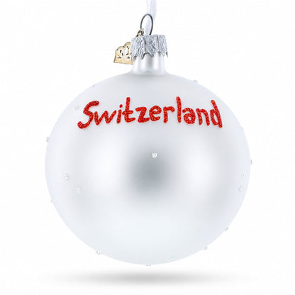 Flag of Switzerland Glass Ball Christmas Ornament 3.25 Inches