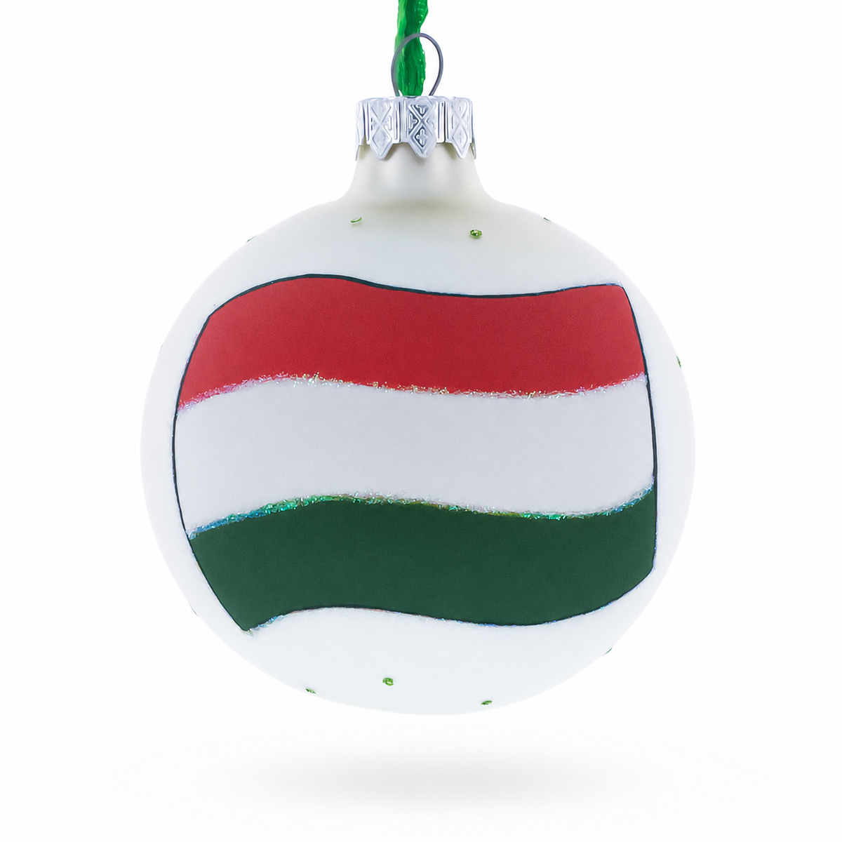 Flag of Hungary Glass Ball Christmas Ornament 3.25 Inches