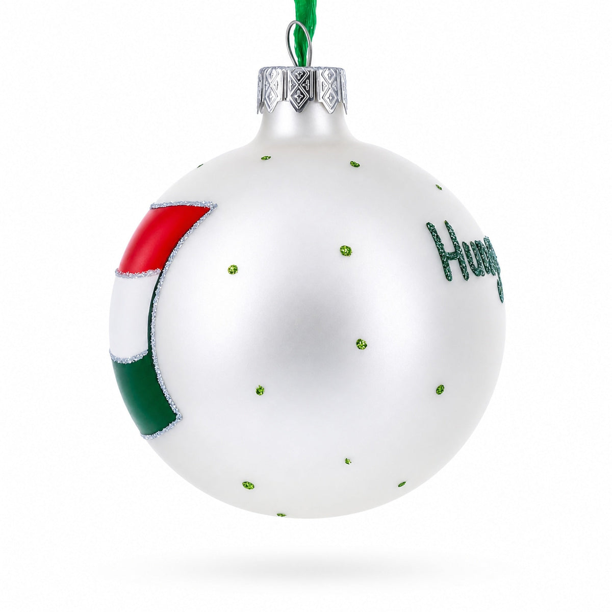 Flag of Hungary Glass Ball Christmas Ornament 3.25 Inches