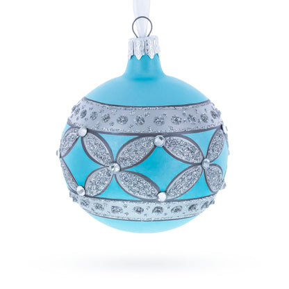 American Art Nouveau Cross with Diamonds Glass Ball Christmas Ornament 3.25 Inches