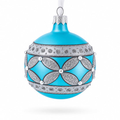American Art Nouveau Cross with Diamonds Glass Ball Christmas Ornament 3.25 Inches
