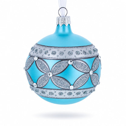 American Art Nouveau Cross with Diamonds Glass Ball Christmas Ornament 3.25 Inches