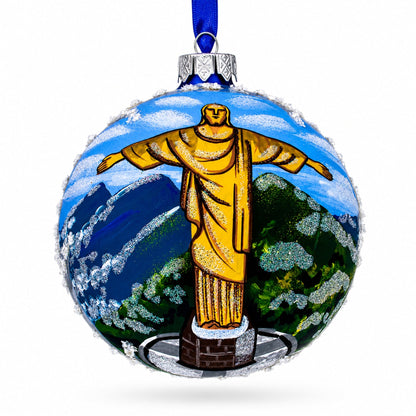 Christ the Redeemer, Rio de Janeiro, Brazil Glass Ball Christmas Ornament 4 Inches