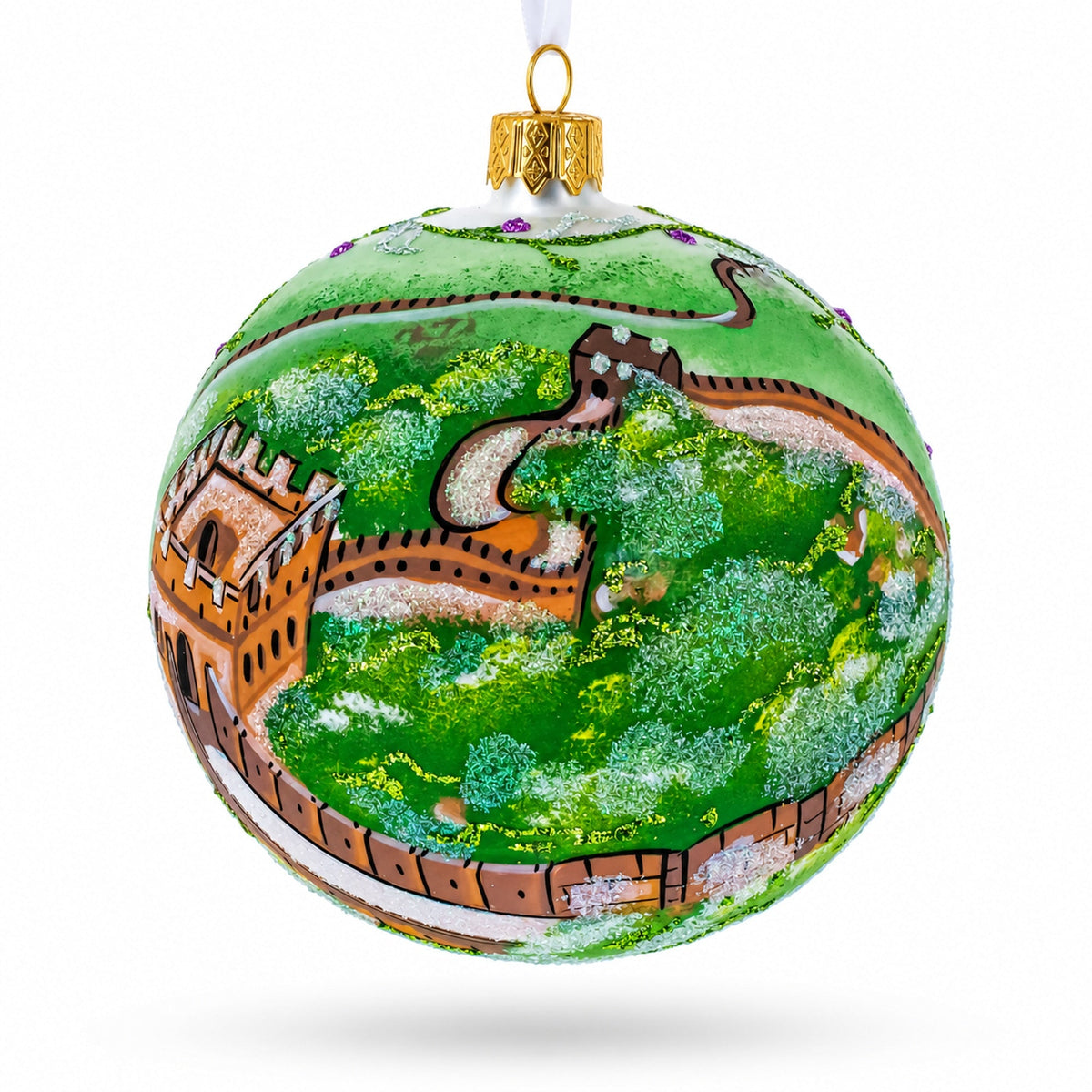 The Great Wall of China Glass Ball Christmas Ornament 4 Inches