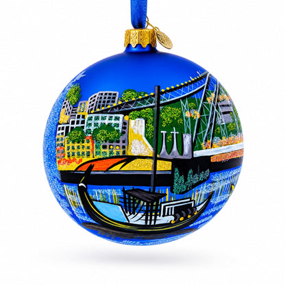 Dom Luis I Bridge, Porto, Portugal Glass Ball Christmas Ornament 4 Inches