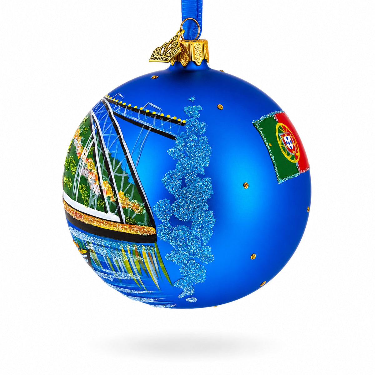 Dom Luis I Bridge, Porto, Portugal Glass Ball Christmas Ornament 4 Inches