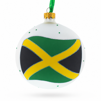 Flag of Jamaica Glass Ball Christmas Ornament 4 Inches