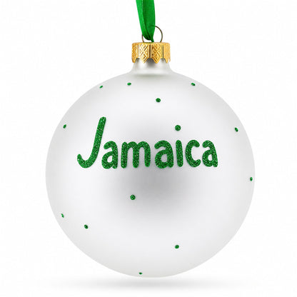 Flag of Jamaica Glass Ball Christmas Ornament 4 Inches