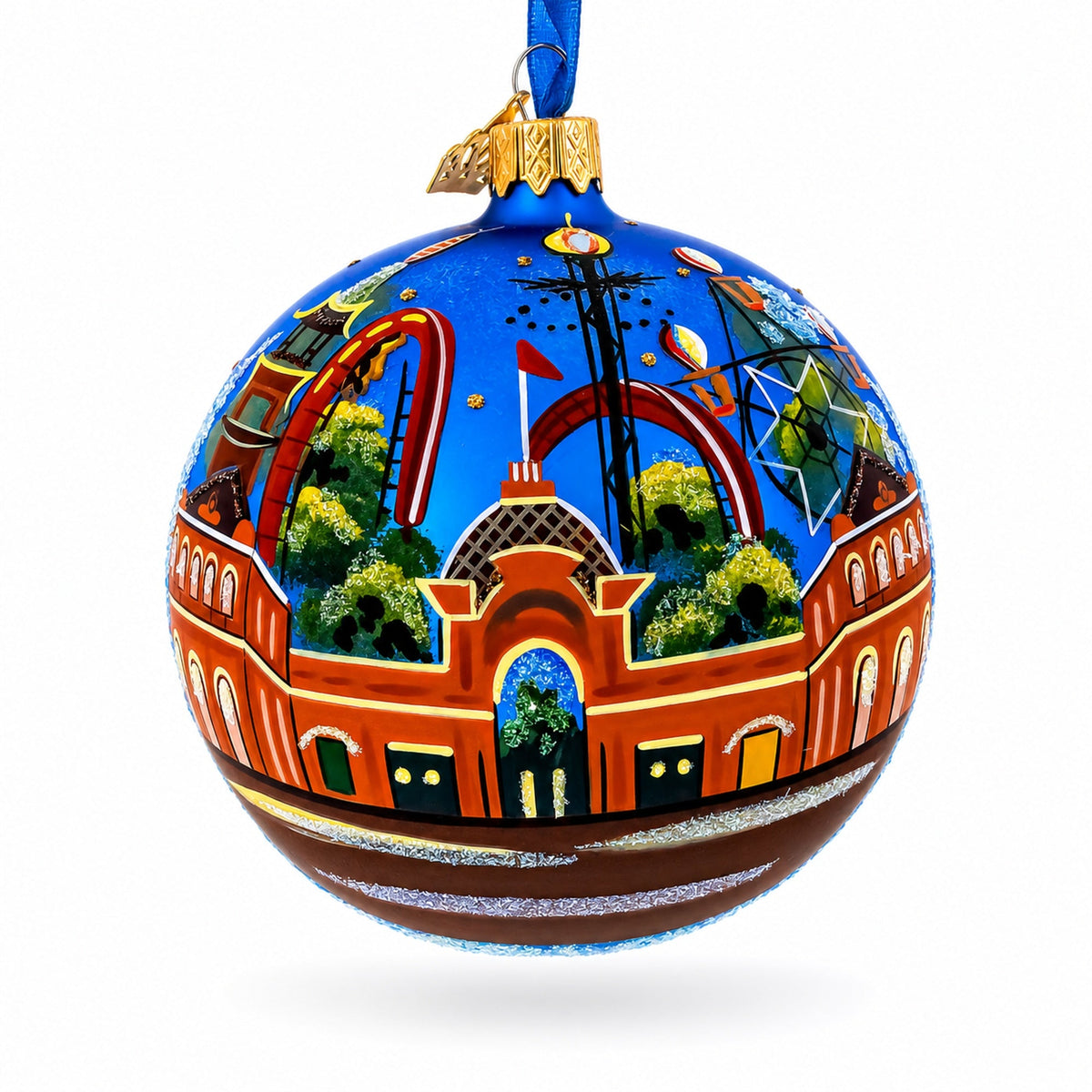 Nyhavn & Tivoli Gardens, Copenhagen, Denmark Glass Ball Christmas Ornament 4 Inches