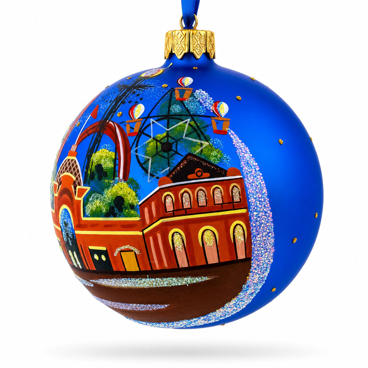 Nyhavn & Tivoli Gardens, Copenhagen, Denmark Glass Ball Christmas Ornament 4 Inches