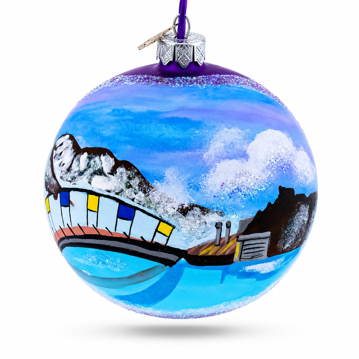 Blue Lagoon, Iceland Glass Ball Christmas Ornament 4 Inches