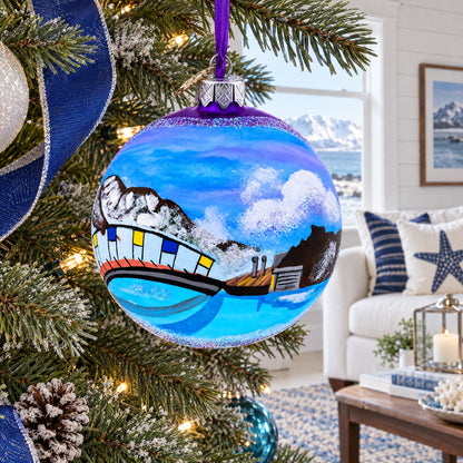 Blue Lagoon, Iceland Glass Ball Christmas Ornament 4 Inches