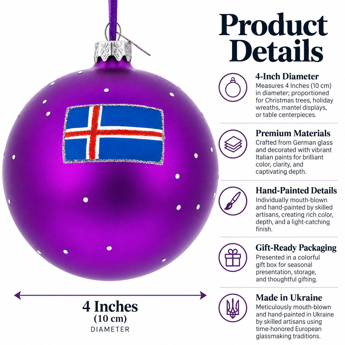 Blue Lagoon, Iceland Glass Ball Christmas Ornament 4 Inches