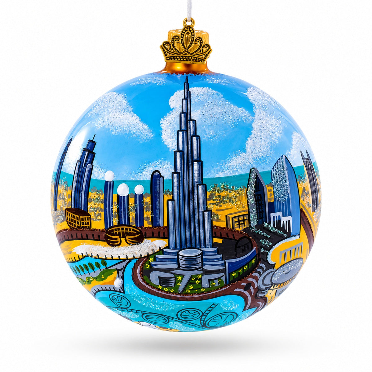 Burj Khalifa, Dubai, United Arab Emirates Glass Ball Christmas Ornament 4 Inches