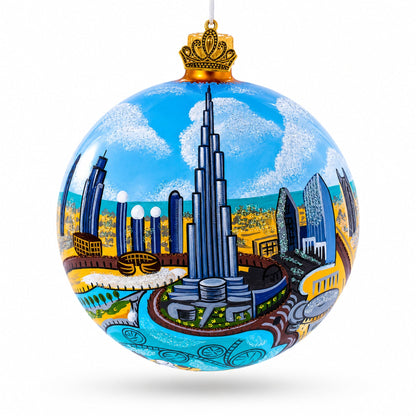 Burj Khalifa, Dubai, United Arab Emirates Glass Ball Christmas Ornament 4 Inches