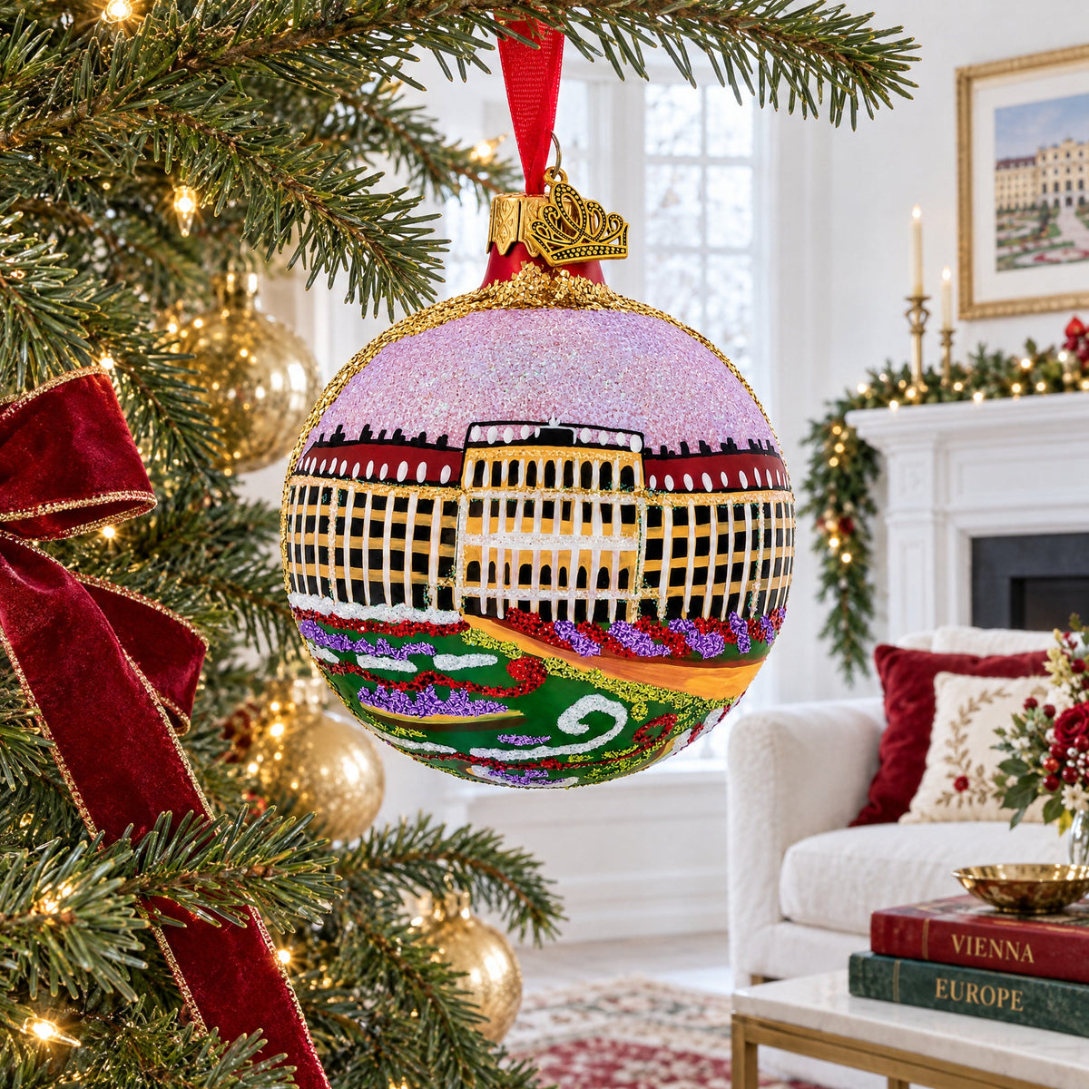 Schonbrunn Palace, Vienna, Austria Glass Ball Christmas Ornament 4 Inches