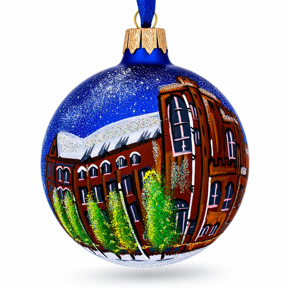 John Rylands Library, Manchester, England, United Kingdom Glass Ball Christmas Ornament 4 Inches