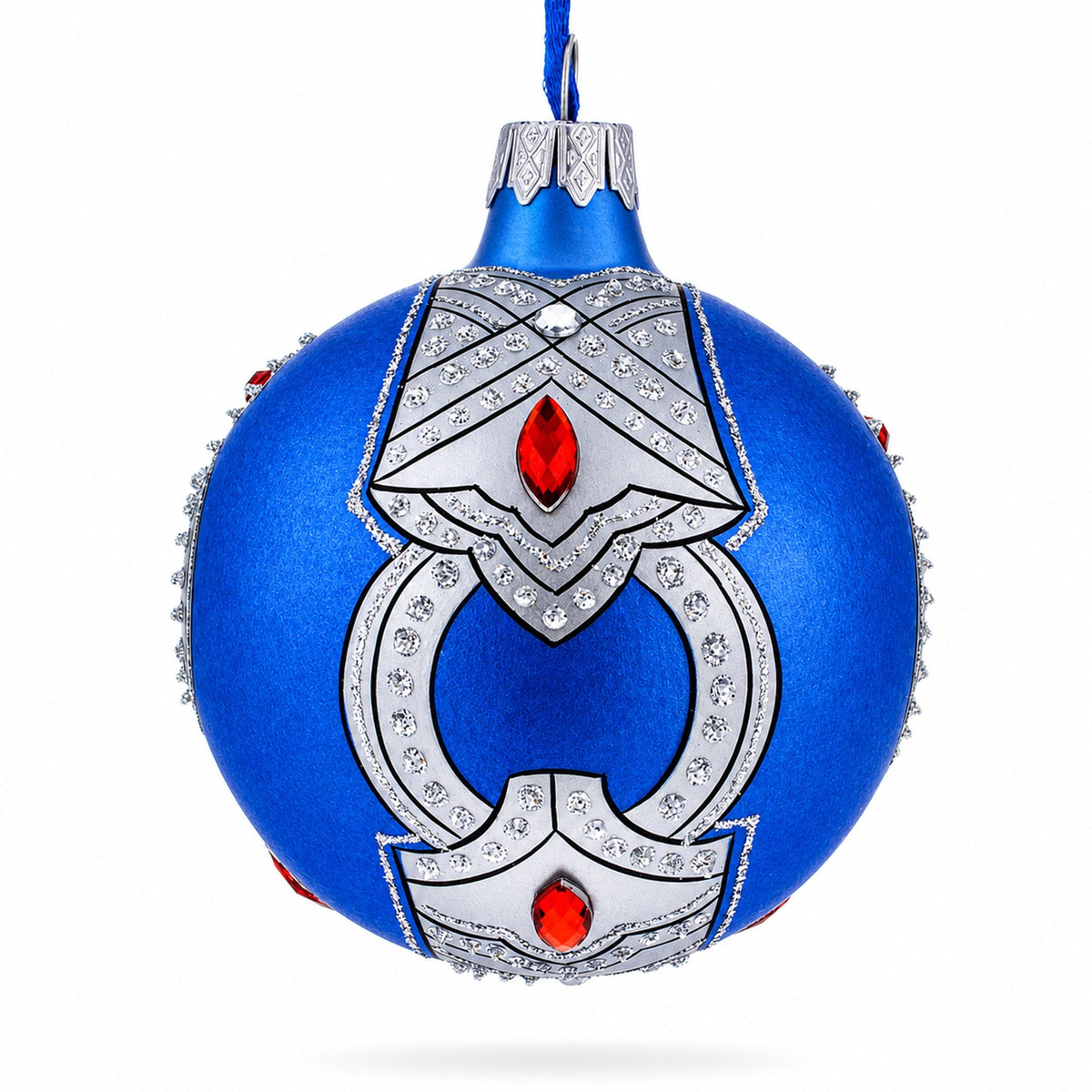 French Designer Luxury Ring Glass Ball Christmas Ornament 3.25 Inches