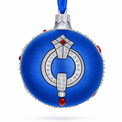 French Designer Luxury Ring Glass Ball Christmas Ornament 3.25 Inches
