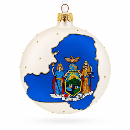 New York State, USA Glass Ball Christmas Ornament 4 Inches