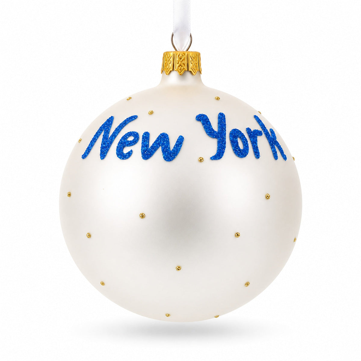 New York State, USA Glass Ball Christmas Ornament 4 Inches