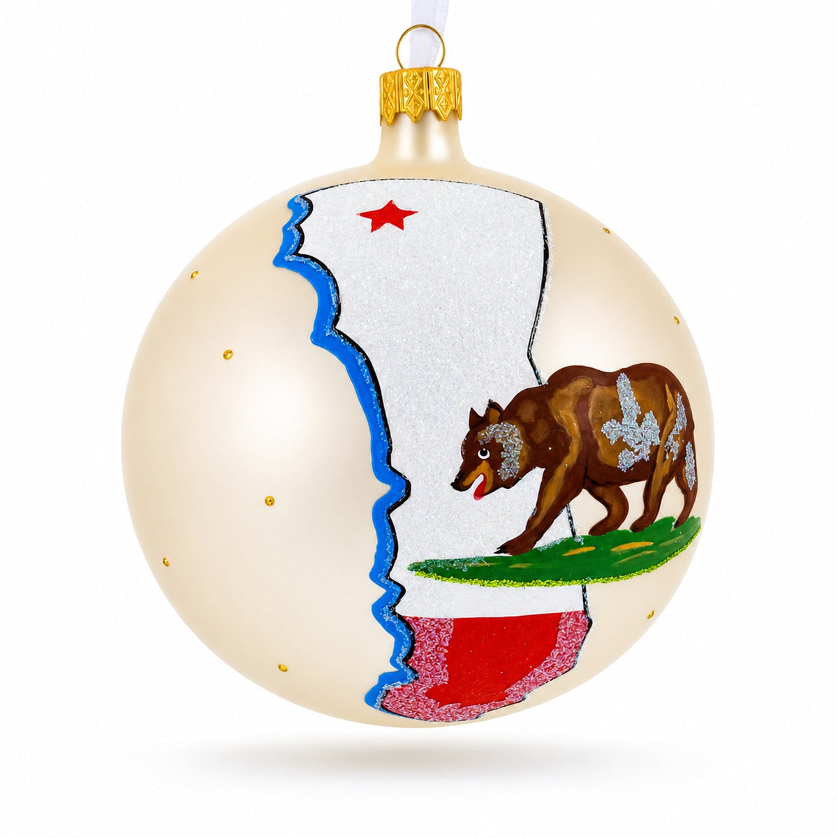 California State, USA Glass Ball Christmas Ornament 4 Inches