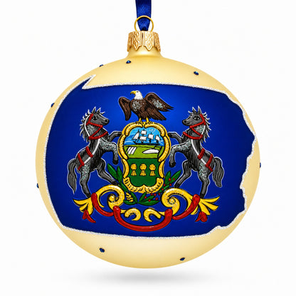 Pennsylvania State, USA Glass Ball Christmas Ornament 4 Inches