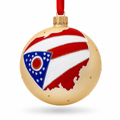Ohio State, USA Glass Ball Christmas Ornament 4 Inches