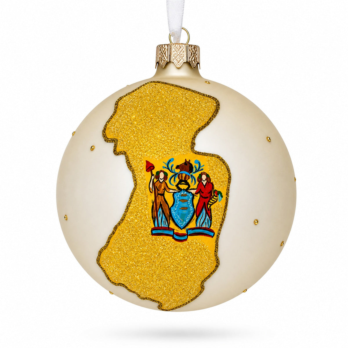 New Jersey State, USA Glass Ball Christmas Ornament 4 Inches