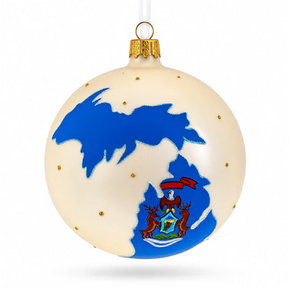 Michigan State, USA Glass Ball Christmas Ornament 4 Inches