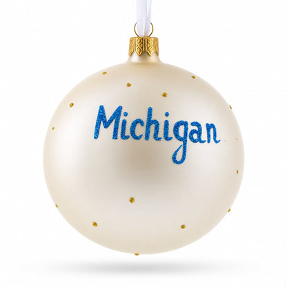 Michigan State, USA Glass Ball Christmas Ornament 4 Inches