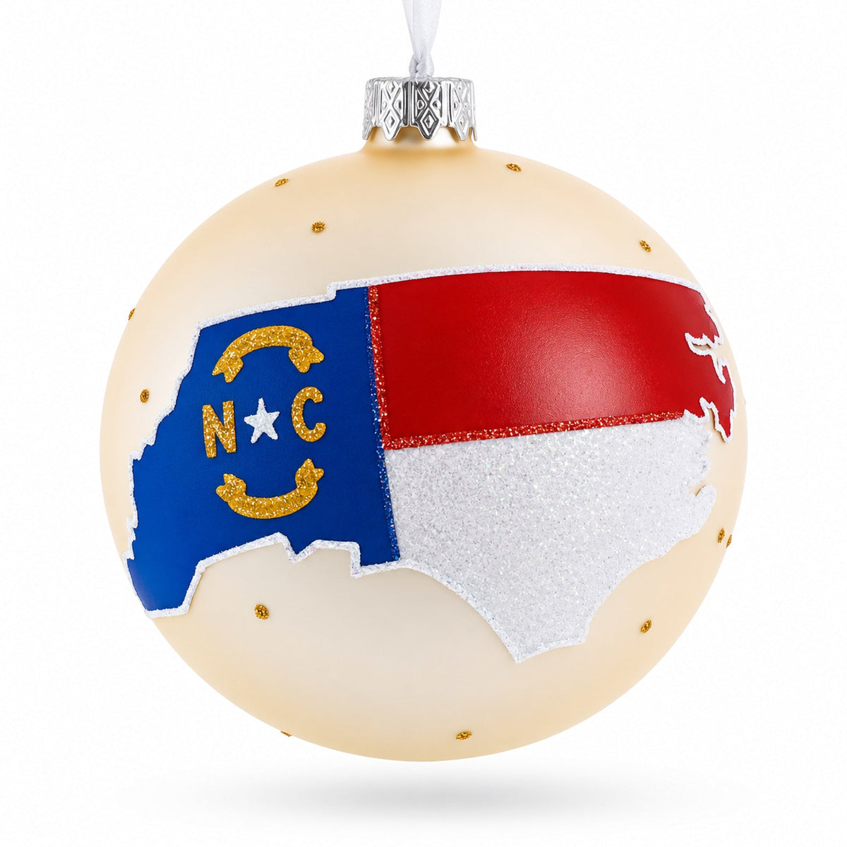 North Carolina State Glass Ball Christmas Ornament 4 Inches